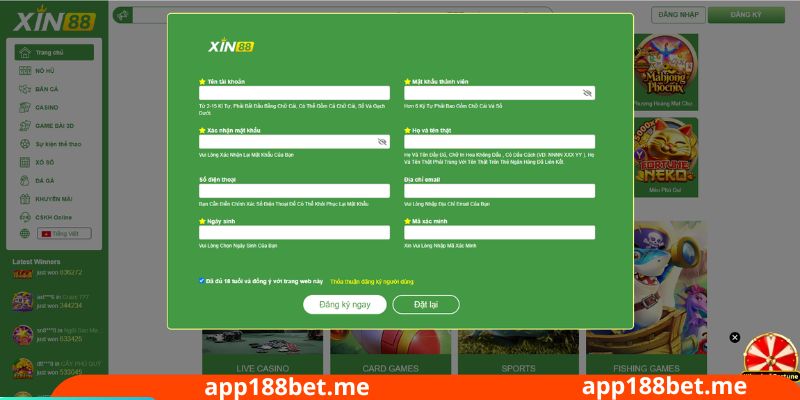 Đăng ký tài khoản Xin88 nhanh nhất